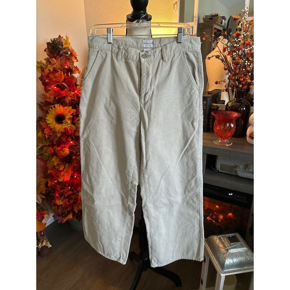 Calvin Klein tan corduroy‎ pants wide leg size 10